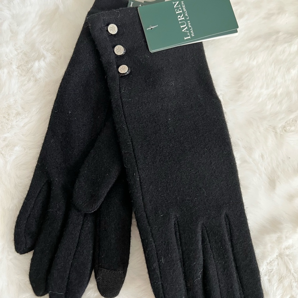 LAUREN Ralph Lauren Three-Button Touch Gloves Black MD